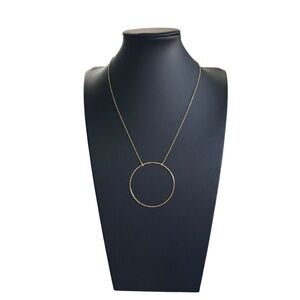 Stella & Dot Essential Hammered Hoop Pendant Gold Necklace Classic Statement OS